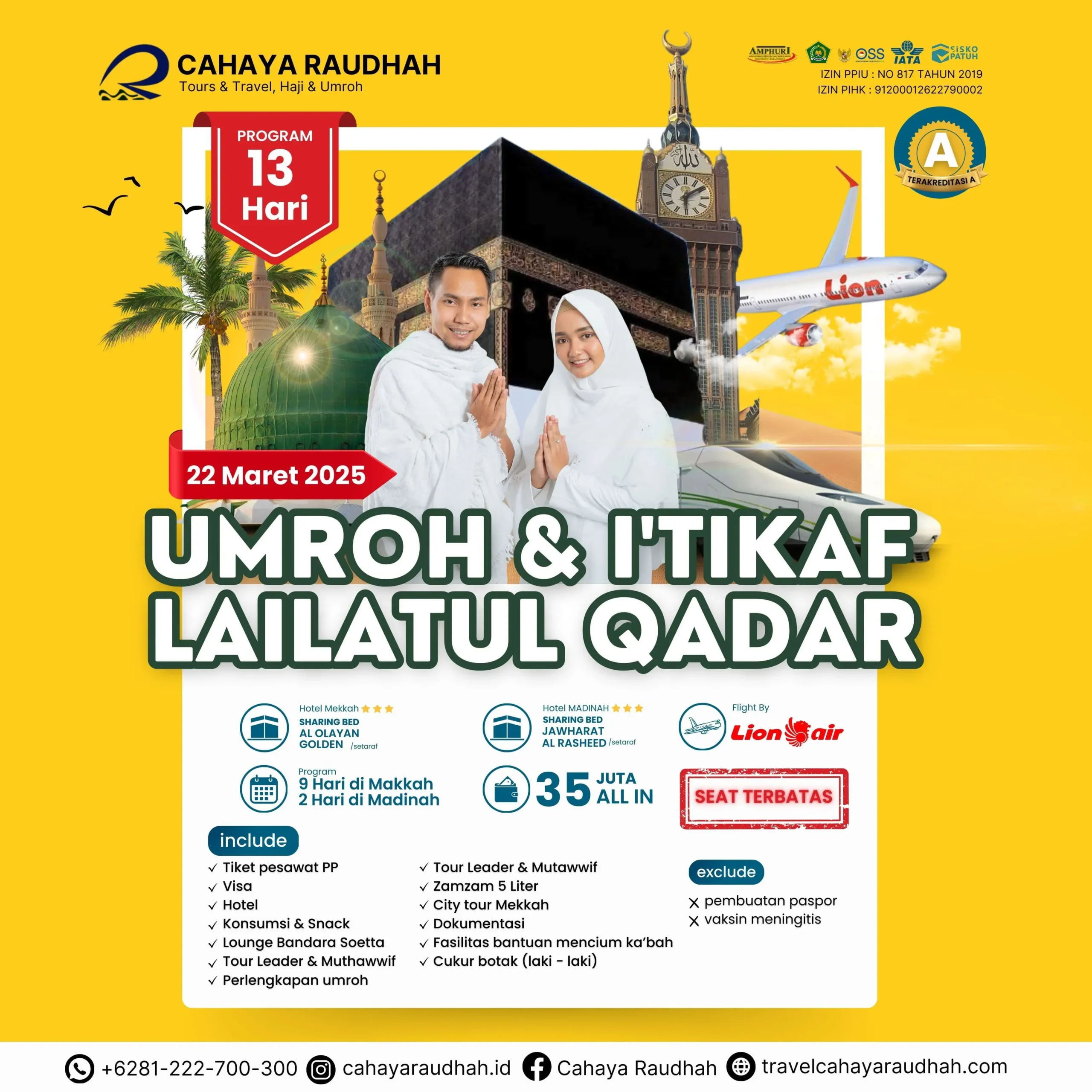 Paket Umroh 22 Maret 2025 Cahaya Raudhah | Travel Umroh | Travel Haji